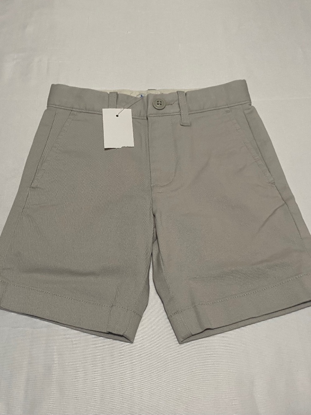 NWT Crewcuts Boys Gramercy Flex Chino Shorts Size 4 Stone Gray